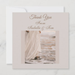 Tarjeta De Agradecimiento Boda en la Playa Costera, Suave y Neutral
