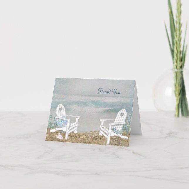 Tarjeta De Agradecimiento Boda en la Playa Gracias (Anverso)