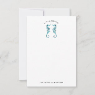 Tarjeta De Agradecimiento Boda en la playa Gracias Caballos de Mar