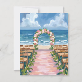 Tarjeta De Agradecimiento Boda en la Playa Pasillo Floral Acuarela