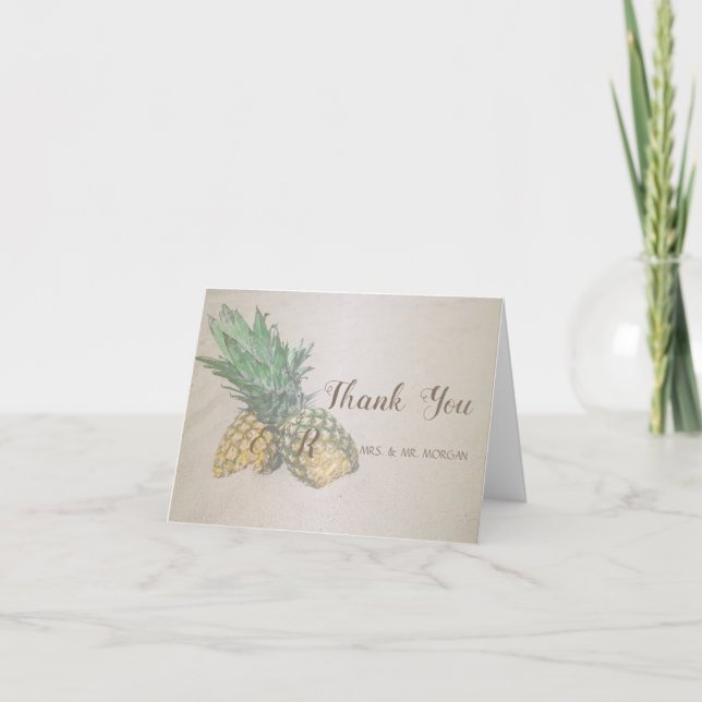 Tarjeta De Agradecimiento Boda en la Playa Piña (Anverso)