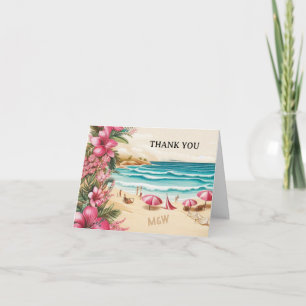 Tarjeta De Agradecimiento Boda en la playa rosa