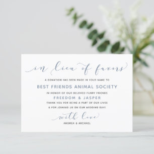 Tarjeta De Agradecimiento Boda en lugar de favores acuarela azul polvoriento