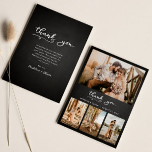Tarjeta De Agradecimiento Boda en pizarra Multi Foto Script de agradecimie
