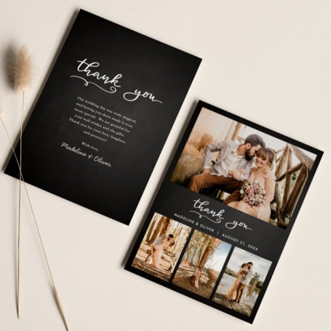 Tarjeta De Agradecimiento Boda en pizarra Multi Foto | Script de agradecimie (Subido por el creador)