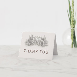 Tarjeta De Agradecimiento Boda en Villa Italiana Elegante