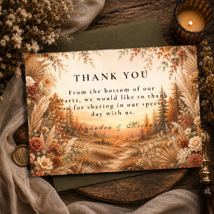 Tarjeta De Agradecimiento Boda Encantada de Boho Bosque