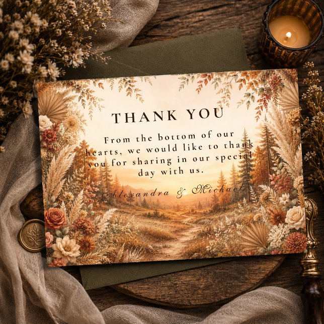 Tarjeta De Agradecimiento Boda Encantada de Boho Bosque (Subido por el creador)