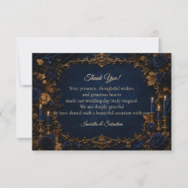Tarjeta De Agradecimiento Boda Encantada de Otoño a Medianoche con Elegancia