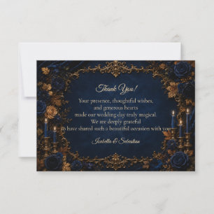 Tarjeta De Agradecimiento Boda Encantada de Otoño a Medianoche con Elegancia
