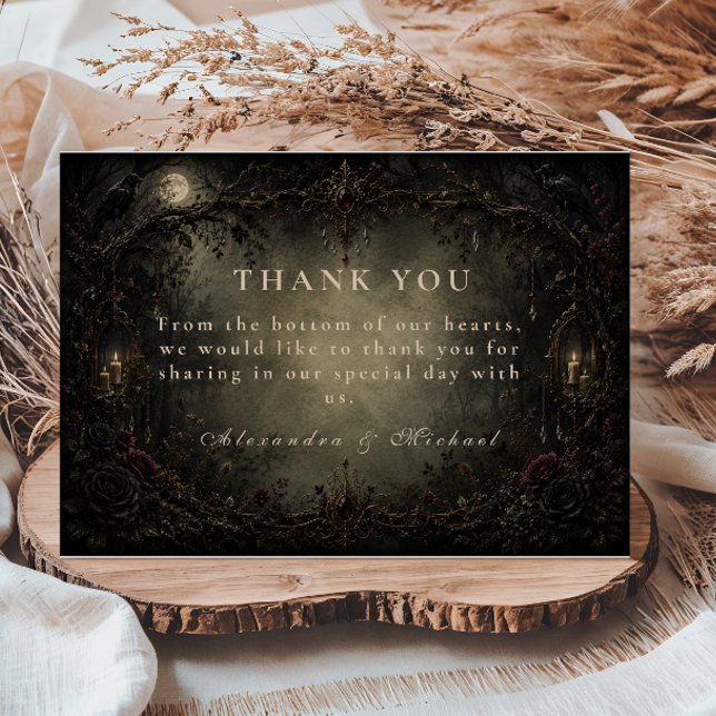 Tarjeta De Agradecimiento Boda Encantada del Bosque Gótico (Subido por el creador)