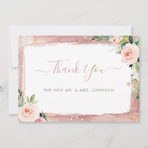 Tarjeta De Agradecimiento Boda Encantada Floral Elegante Rubor
