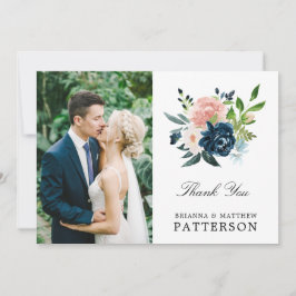 Tarjeta De Agradecimiento Boda Encantado Foto Floral Gracias