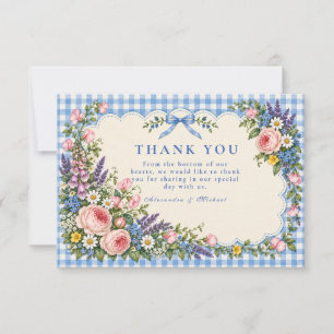 Tarjeta De Agradecimiento Boda Encantadora en Jardín de Cabaña