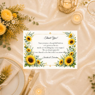 Tarjeta De Agradecimiento Boda Encanto de Girasol Radiante de Otoño