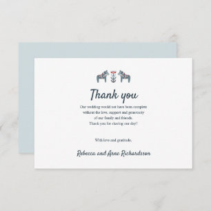 Tarjeta De Agradecimiento Boda Escandinavo Folk Art Dala Horse gracias
