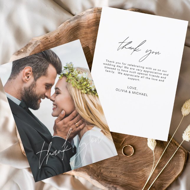 Tarjeta De Agradecimiento Boda Escrito A Mano Gracias Elegante (Subido por el creador)