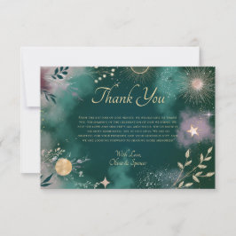 Tarjeta De Agradecimiento Boda Esmeralda de la Luna Mágica Celestial y las E