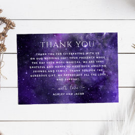 Tarjeta De Agradecimiento Boda Espacial en la Galaxia Púrpura | Noche Celest