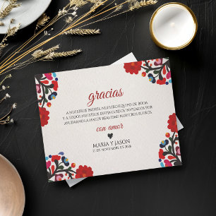 Tarjeta De Agradecimiento Boda Española Fiesta Floral Elegante Colorida