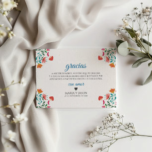 Tarjeta De Agradecimiento Boda Española Floral Moderna Fiesta Colorida Tarje