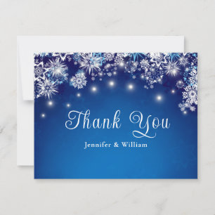 Tarjeta De Agradecimiento Boda espumoso de copo de nieve azul