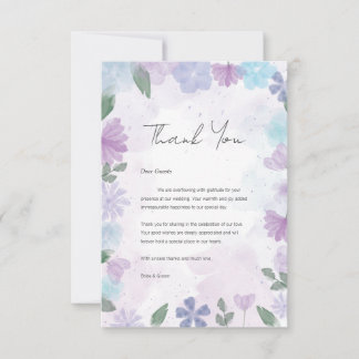 Tarjeta De Agradecimiento Boda estético de acuarela floral