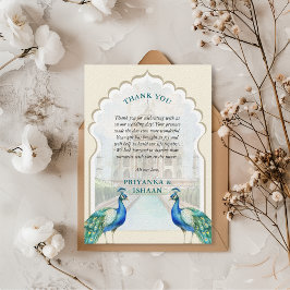 Tarjeta De Agradecimiento Boda estético del Taj Mahal de Oro Peacock Indio