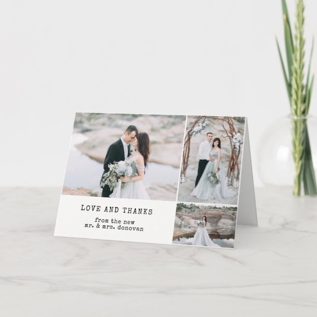 Tarjeta De Agradecimiento Boda Etérea | Gracias 3 Fotos (Anverso)