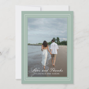 Tarjeta De Agradecimiento Boda eterno tradicional de foto verde sabio
