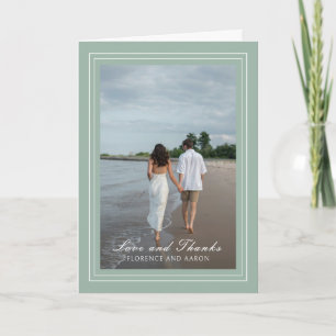 Tarjeta De Agradecimiento Boda eterno tradicional de foto verde sabio