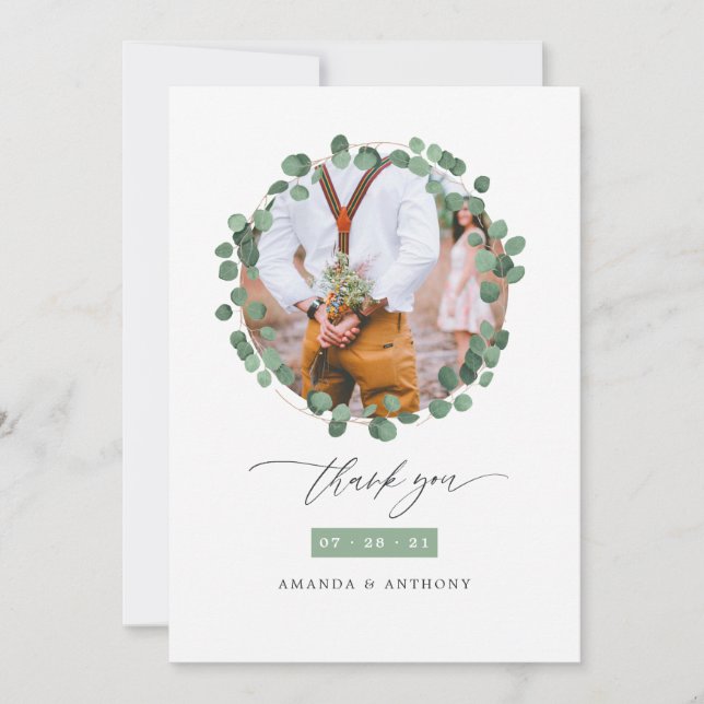 Tarjeta De Agradecimiento Boda Eucalyptus (Anverso)