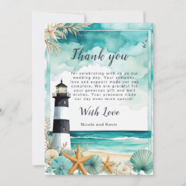 Tarjeta De Agradecimiento Boda Faro Náutico