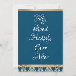 Tarjeta De Agradecimiento Boda Feliz para Siempre Azul Blanco Damasco Dorado
