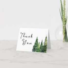Tarjeta De Agradecimiento Boda festivo de árbol de navidad acuarela