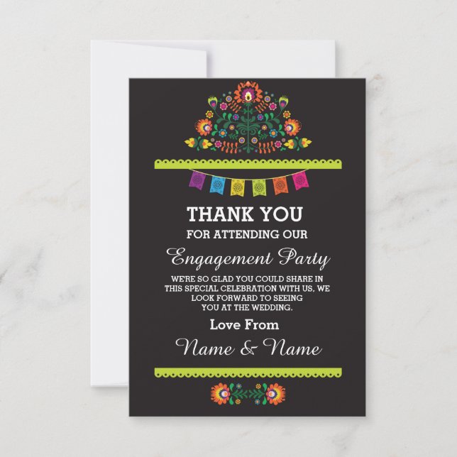 Tarjeta de agradecimiento boda fiesta mexicana (Anverso)