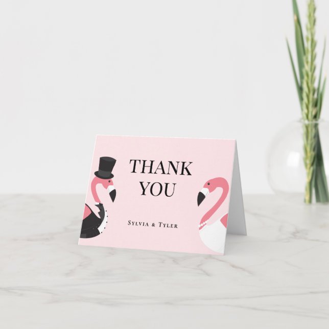 Tarjeta De Agradecimiento Boda Flamingo (Anverso)