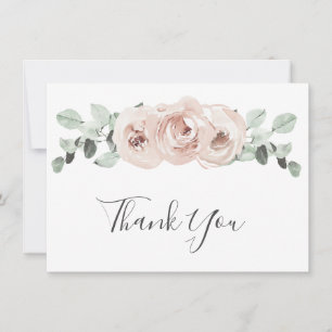 Tarjeta De Agradecimiento Boda Flor Rosa Polvoriento Verde Salvia