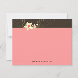 Tarjeta De Agradecimiento Boda Flor Tropical Rosa Frangipani Ikebana