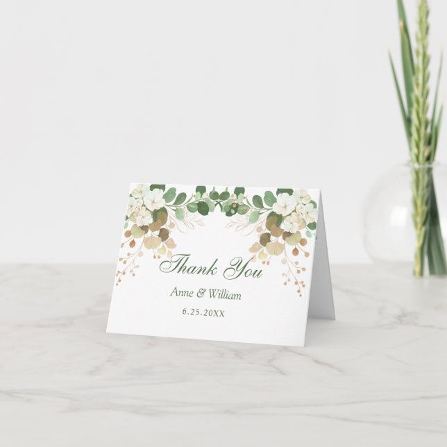 Tarjeta De Agradecimiento Boda floral acuarela (Anverso)