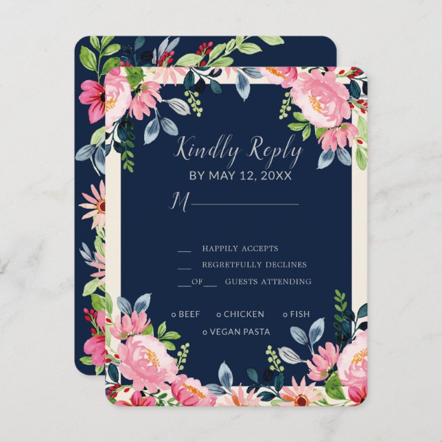 Tarjeta De Agradecimiento Boda floral acuarela (Anverso / Reverso)
