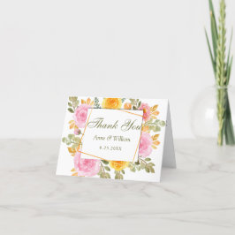 Tarjeta De Agradecimiento Boda floral acuarela