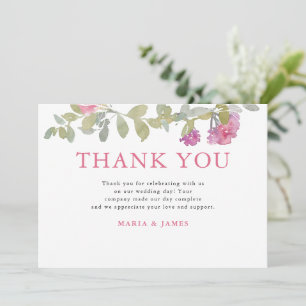Tarjeta De Agradecimiento Boda floral acuarela de verano