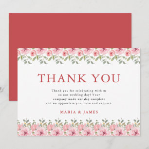 Tarjeta De Agradecimiento Boda floral acuarela de verano