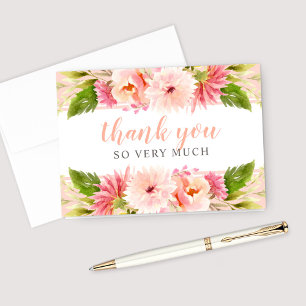 Tarjeta De Agradecimiento Boda floral acuarela guión rubor