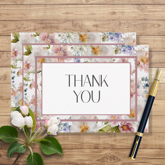 Tarjeta De Agradecimiento Boda Floral Acuarela Pastel Rústica de Abril (Subido por el creador)