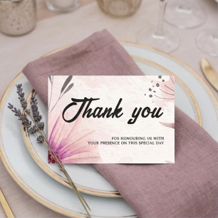 Tarjeta De Agradecimiento Boda floral acuarela rosa polvoriento y malva