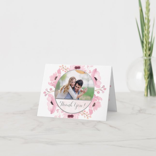 Tarjeta De Agradecimiento Boda floral acuático Spring Pinks (Anverso)