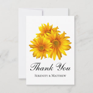 Tarjeta De Agradecimiento Boda Floral Amarillo Girasol Campestre