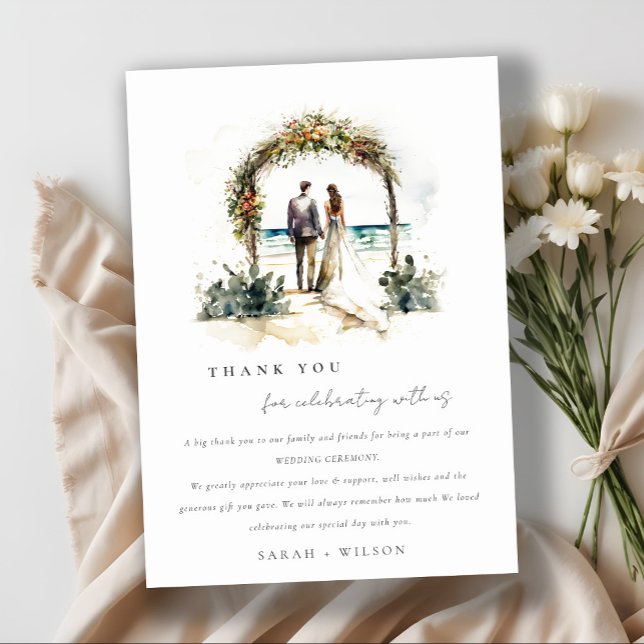 Tarjeta De Agradecimiento Boda floral Arch Boda de la playa costera de playa (Subido por el creador)